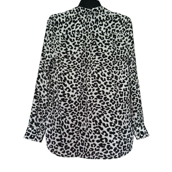 TALBOTS women's size small S animal print roll tab sleeve button up blouse top - Picture 12 of 12